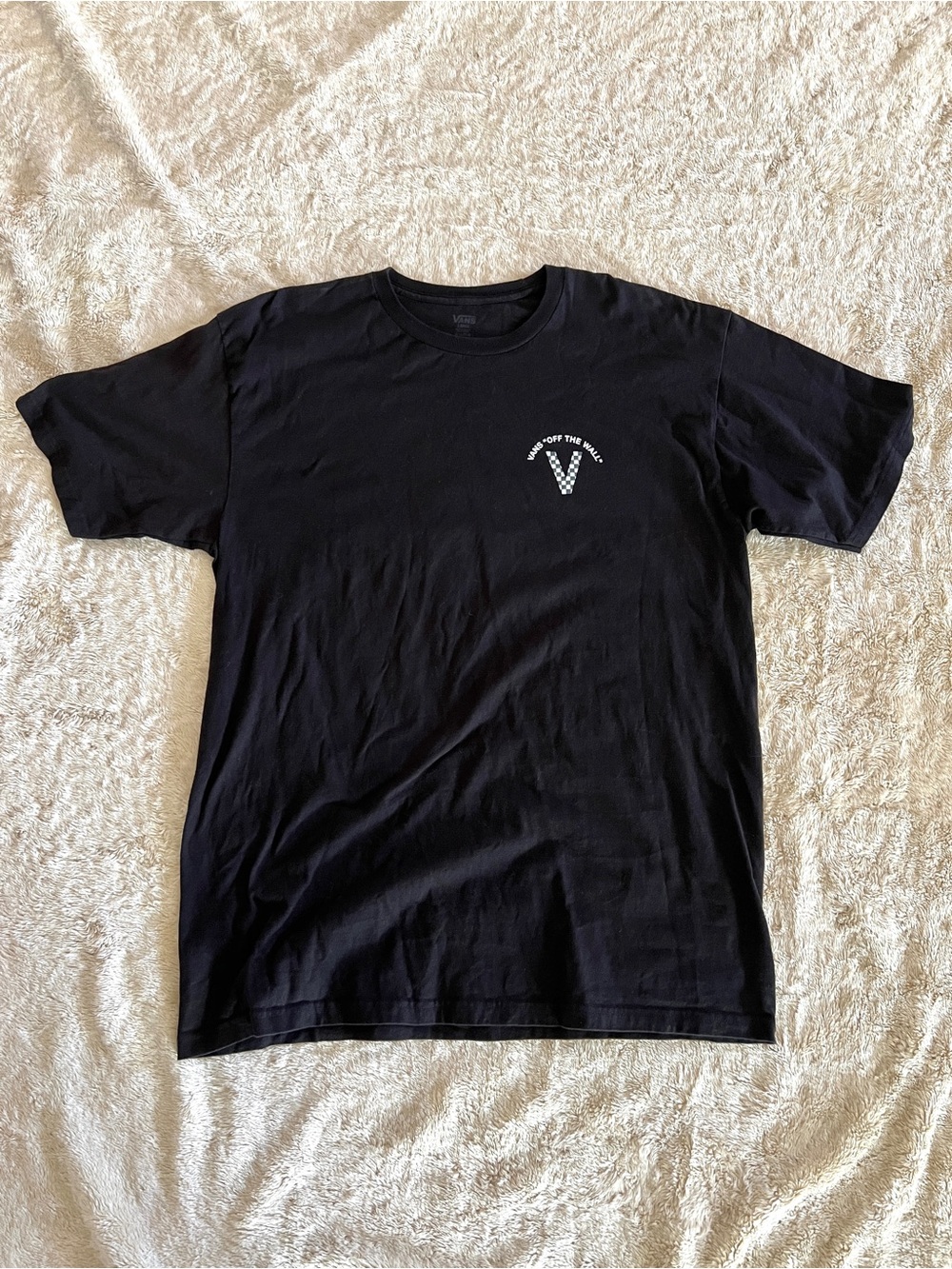 VANS Men's Black & White Checkered Skater Logo Casual T-Shirt Size L